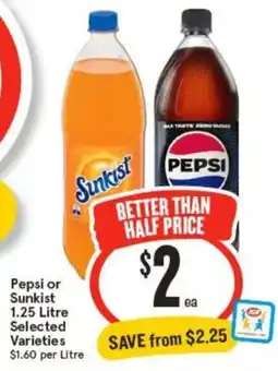 IGA Pepsi or Sunkist Selected Varieties offer