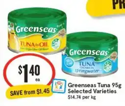 IGA Greenseas Tuna Selected Varieties offer