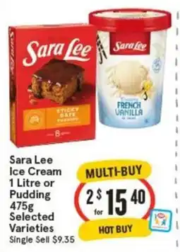 IGA Sara lee ice cream or pudding offer