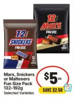 IGA Mars, Snickers or Maltesers Fun Size Pack offer