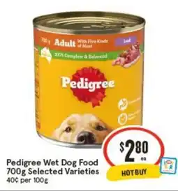 IGA Pedigree Wet Dog Food 700g Selected Varieties offer