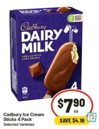 IGA Cadbury Ice Cream Sticks 4 Pack offer