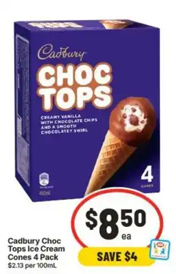 IGA Cadbury Choc Tops Ice Cream Cones offer