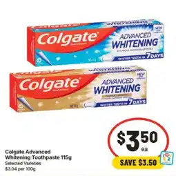 IGA Colgate Advanced Whitening Toothpaste offer