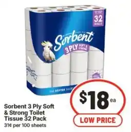 IGA Sorbent 3 Ply Soft & Strong Toilet Tissue offer