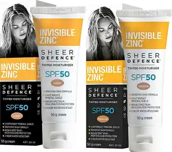 Priceline Invisible Zinc Sheer Defence Tinted Moisturiser SPF 50 50g offer