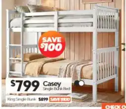 ComfortStyle Furniture & Bedding Casey Single Bunk Bed offer