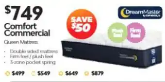 Comfort Commercial Queen Mattress by DreamMaster