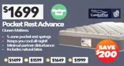 ComfortStyle Furniture & Bedding Comfortrest Pocket Rest Advance Queen Mattress offer