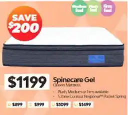 ComfortStyle Furniture & Bedding Spinecare Gel Queen Mattress offer