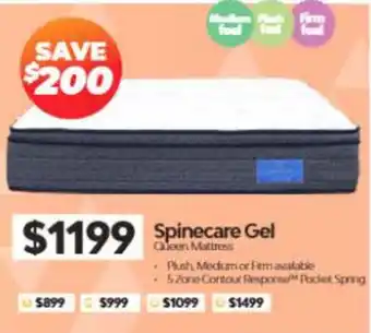 ComfortStyle Furniture & Bedding Spinecare Gel Queen Mattress offer