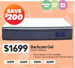 ComfortStyle Furniture & Bedding Backcare Gel Queen Mattress offer