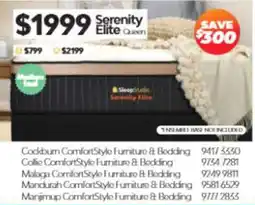 ComfortStyle Furniture & Bedding Serenity Elite Queen offer