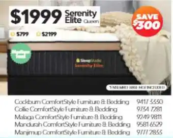ComfortStyle Furniture & Bedding Serenity Elite Queen offer