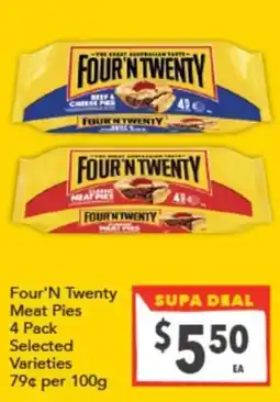 Supa Valu Four'n Twenty Meat Pies offer