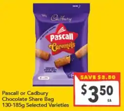 Supa Valu Pascall or Cadbury Chocolate Share Bag offer