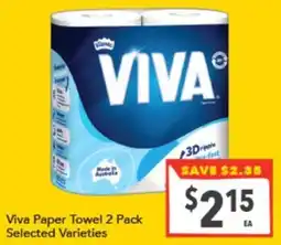 Supa Valu Viva Paper Towel 2 Pack Selected Varieties offer