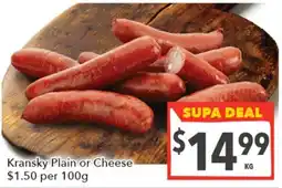 Supa Valu Kransky Plain or Cheese offer