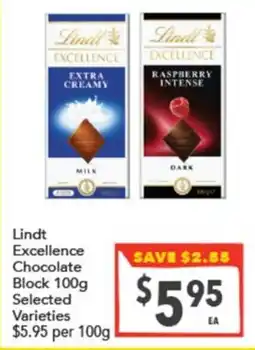 Supa Valu Lindt Excellence Chocolate Block offer
