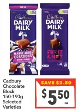 Supa Valu Cadbury Chocolate Block offer