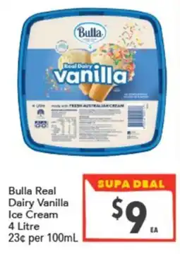 Supa Valu Bulla Real Dairy Vanilla Ice Cream offer