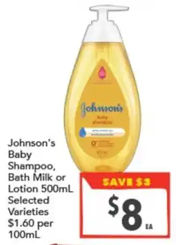 Supa Valu Johnson's Baby Shampoo, Bath Milk or Lotion offer