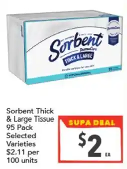 Supa Valu Sorbent Thick & Large Tissue offer