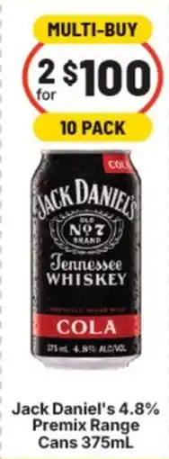 Supa Valu Jack Daniel's Premix Range Cans offer