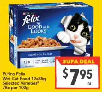 Supa Valu Purina Felix Wet Cat Food Selected Varieties offer