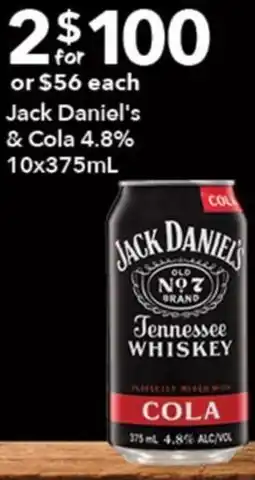 Ritchies Jack Daniel's Tennessee Whiskey Cola offer