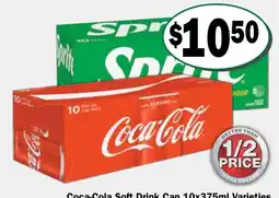 Friendly Grocer Coca-Cola Soft Drink Can 10x375ml Varieties offer