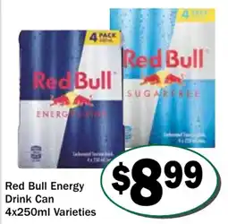 Friendly Grocer Red Bull Energy Drink Can Varieties offer