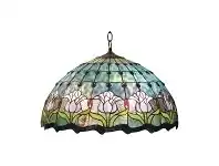 LivingStyles Mauve Tulip Tiffany Style Stained Glass Hanging Lamp offer