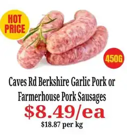 Farmer Jack's Caves Rd Berkshire Garlic Pork Sausages offer