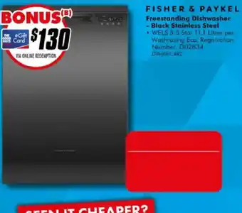 The Good Guys Fisher & Paykel Freestanding Dishwasher - Black Stainless Steel offer