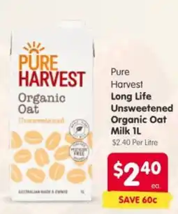 Spar Pure Harvest Organic Oat Unsweetened offer