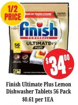 Farmer Jack's Finish Ultimate Plus Lemon Dishwasher Tablets offer