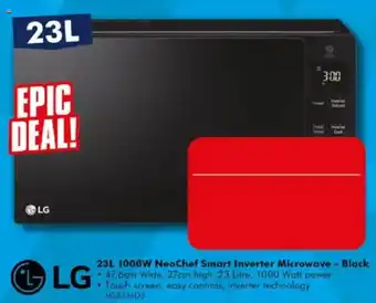 The Good Guys LG 23L 1000W NeoChef Smart Inverter Microwave - Black offer