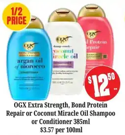 Farmer Jack's OGX Extra Strength, Bond Protein Repair or Coconut Miracle Oil Shampoo or Conditioner offer