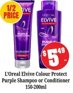 Farmer Jack's L'Oreal Elvive Colour Protect Purple Shampoo or Conditioner offer