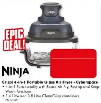 The Good Guys Ninja Crispi 4-in-1 Portable Glass Air Fryer - Cyberspace offer