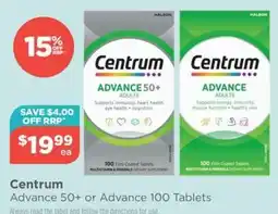 Your Local Pharmacy Centrum Advance 50+ or Advance 100 Tablets offer
