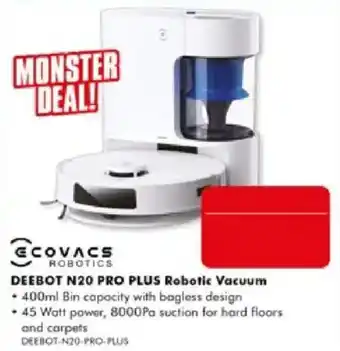 The Good Guys Ecovacs Robotics DEEBOT N20 PRO PLUS Robotic Vacuum offer