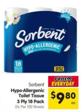 Spar Sorbent Hypo-Allergenic Toilet Tissue offer