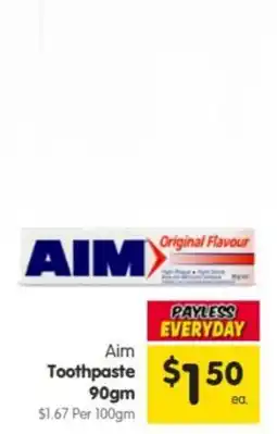 Spar Aim Toothpaste offer