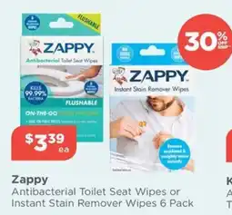 Your Local Pharmacy Zappy Antibacterial Toilet Seat Wipes or Instant Stain Remover Wipes offer