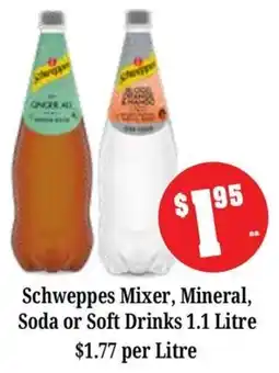 Farmer Jack's Schweppes Mixer, Mineral, Soda or Soft Drinks offer