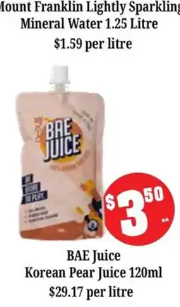 Farmer Jack's BAE Juice Korean Pear Juice offer