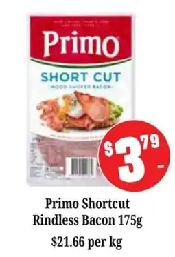 Farmer Jack's Primo Short Cut Rindless Bacon offer