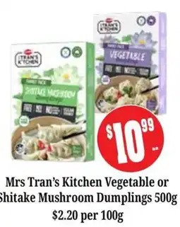 Farmer Jack's Mrs Tran's Kitchen Vegetable or Shitake Mushroom Dumplings offer